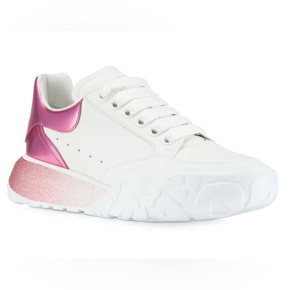 Alexander McQueen Metallic Court Ombre Barbie Pink Glitter Platform Sneakers - Picture 13 of 15